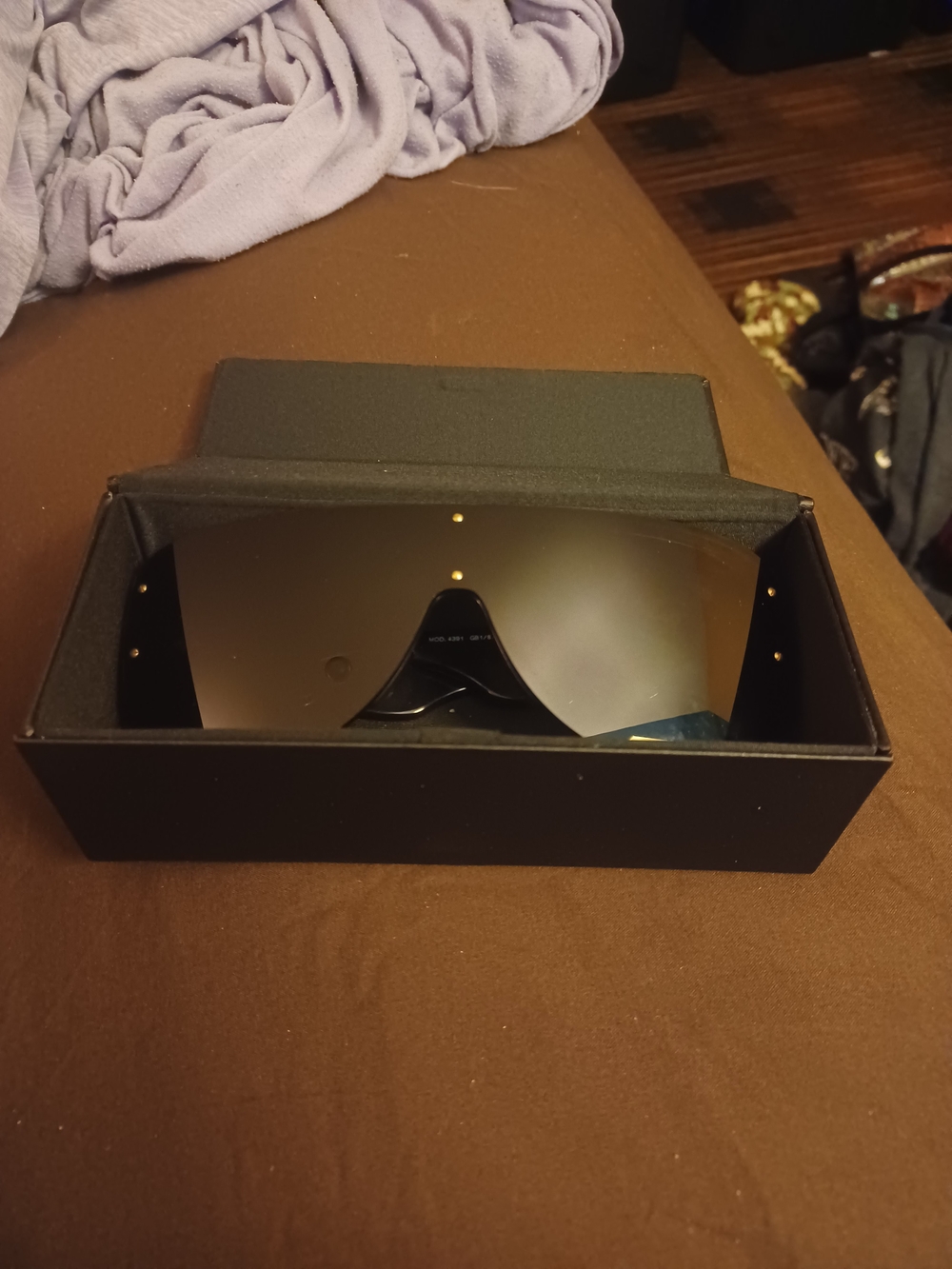 Versace Black Men's Shield Sunglasses with Gold Medusa Accents - Picture 2 of 3